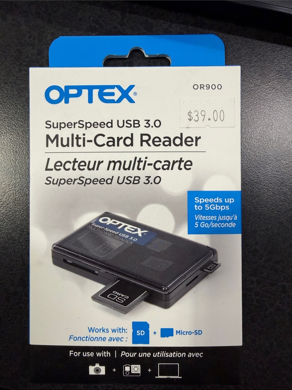 Optex SuperSpeed USB 3.0 Multi-Card Reader - Black